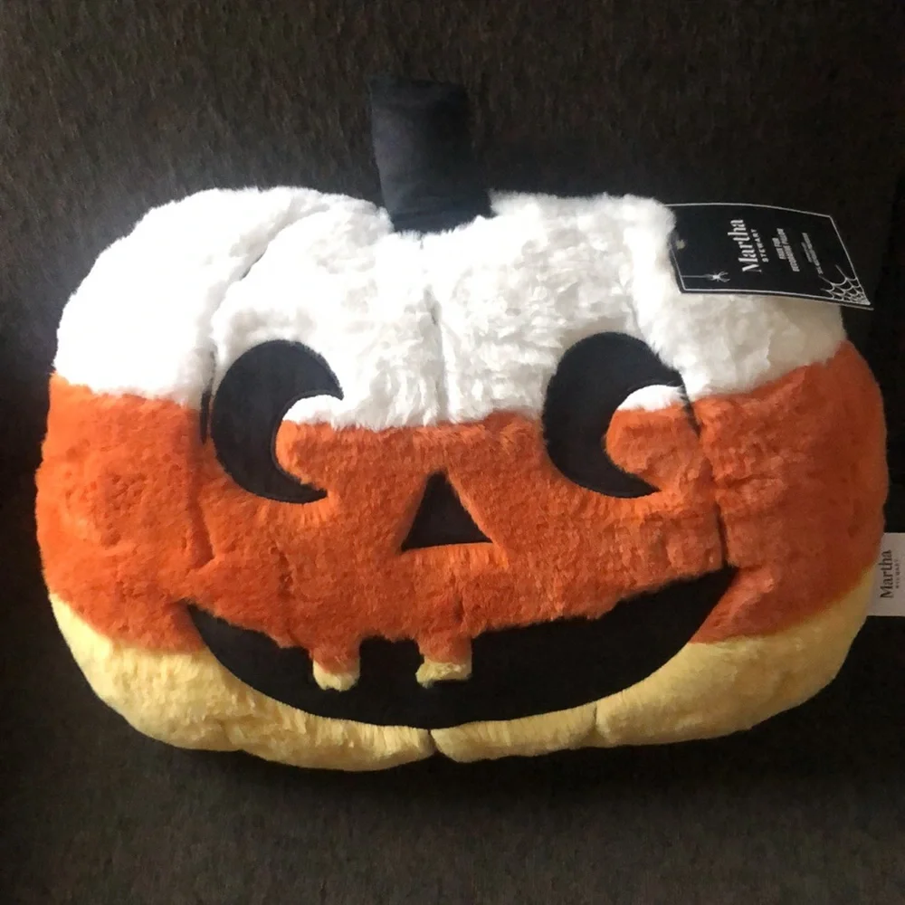 Martha Stewart Faux Fur Decorative Jack O’Lantern Pillow - Halloween Decor